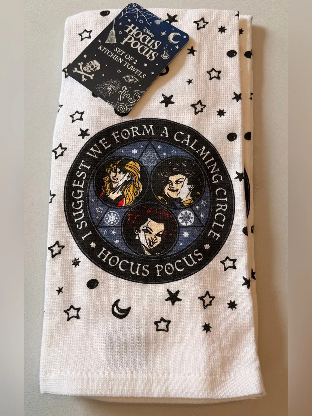 Disney Hocus Pocus Kitchen Towels Set of 2 Sanderson Sisters Calming Circle